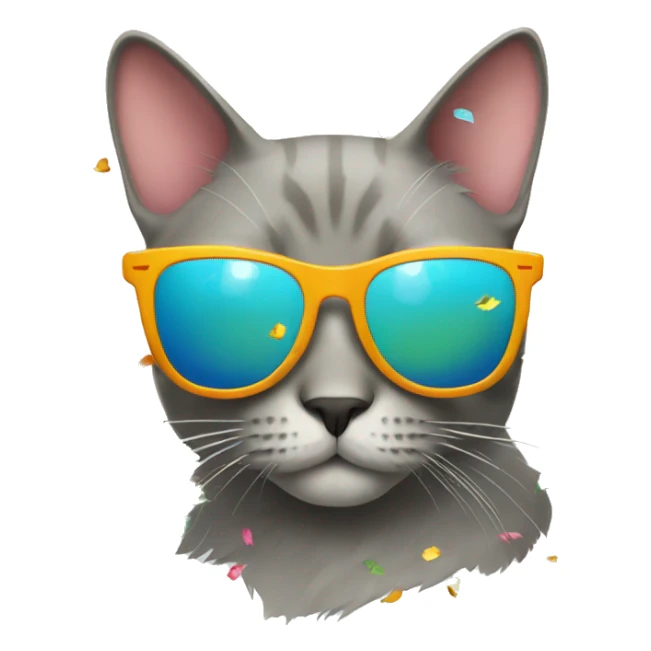 cat with sunglasse and confetti sticker