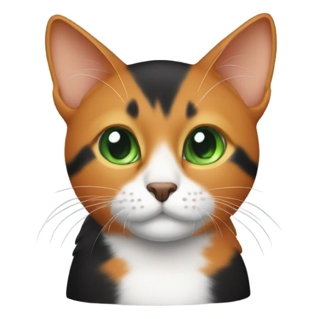 black and orange cat with white stomach and green eyes sticker
