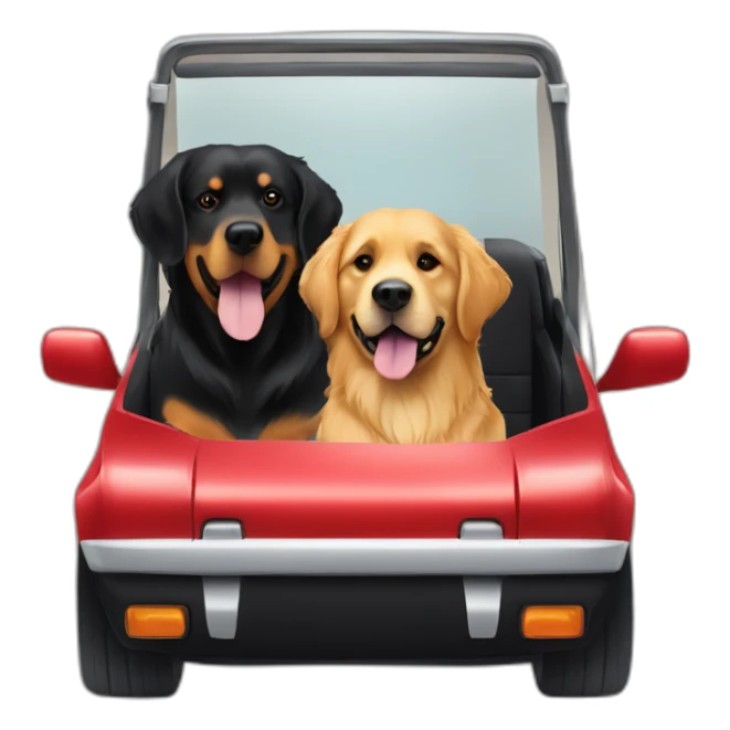 Golden retriever and rottweiller in black cabriolet sticker