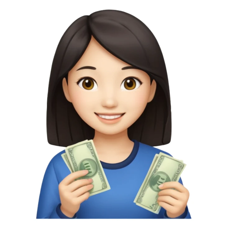 Hot Asian girl with money  sticker