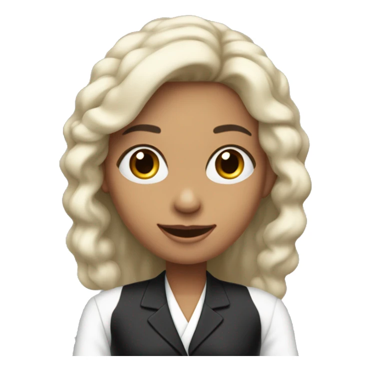 Presentadora de espectáculo joven blanca cabello largo negro con el micrófono en la mano sticker