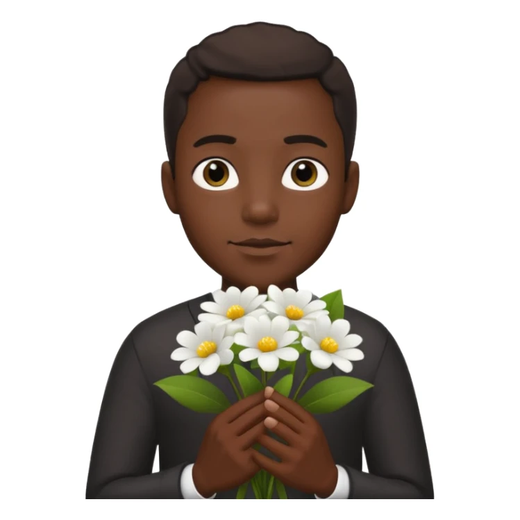 black man holding white flowers in their hands sticker