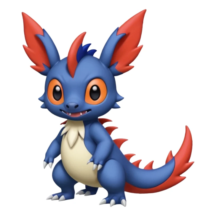 Cute adorable Stitch-Salandit-Noibat-Zangoose-fusion, full body sticker