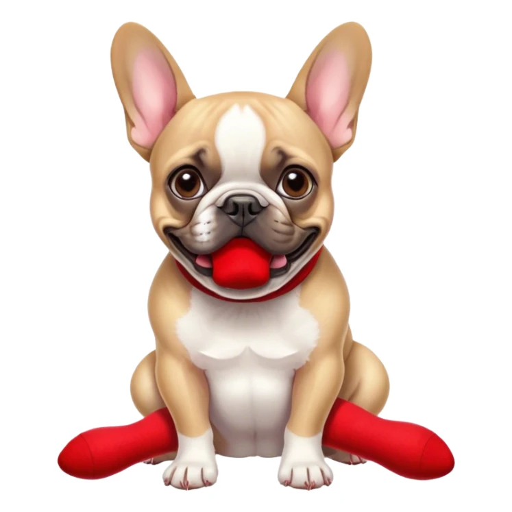 Bouledogue français eating a red sock  sticker