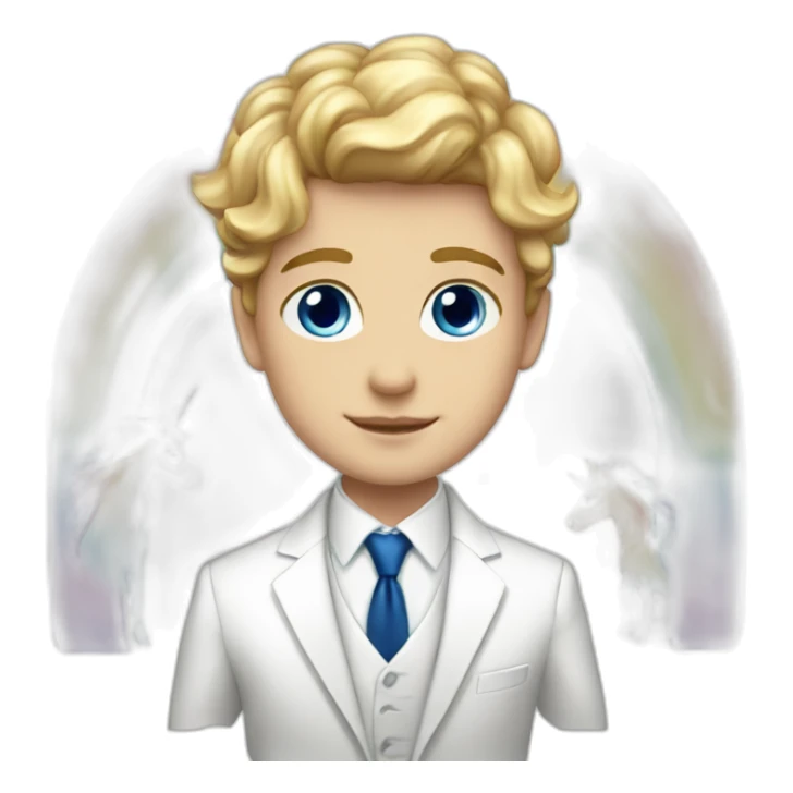 Posh-boy-with-white-suit-and-blue-eyes-and-rainbow-unicorn sticker