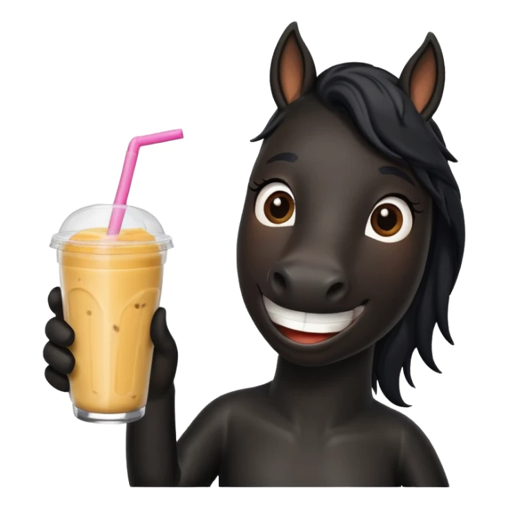 black horse character holding smoothie sticker