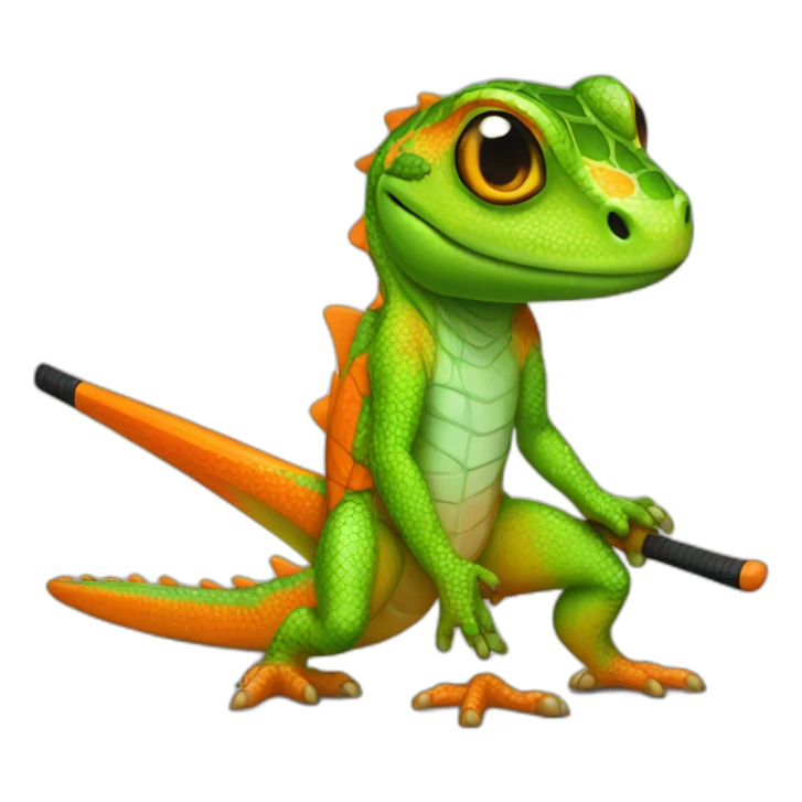 lezard with orange hockey jersay sticker