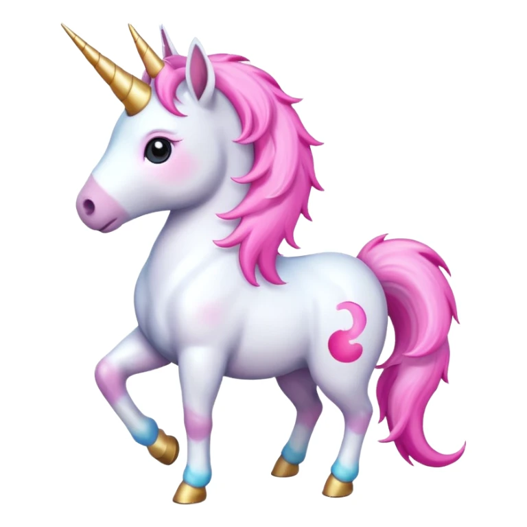 Create a single emoji of a Unicorn in full body, shown at a slight side angle in a natural, characteristic pose with a horn. Cute and stylized like an emoji, but clearly recognizable. No background.
 sticker