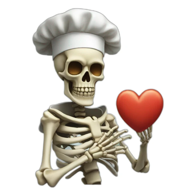 skeleton Chef's Kiss Pinched Finger heart sticker