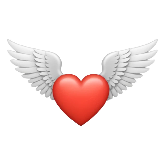 A heart in the middle of two wings mini mal sticker