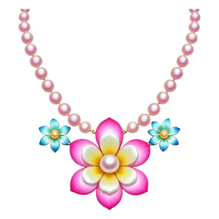 bright pink pearl necklace with mini flower in middle sticker