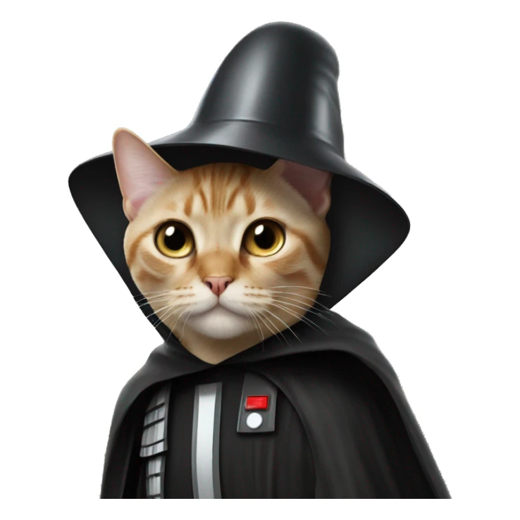 cat wearing a birthday hat and a darth  vader costume sticker