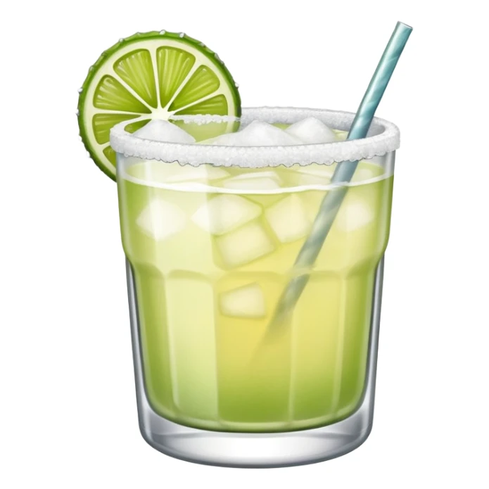 Margarita in a tumbler with a salt rim sticker