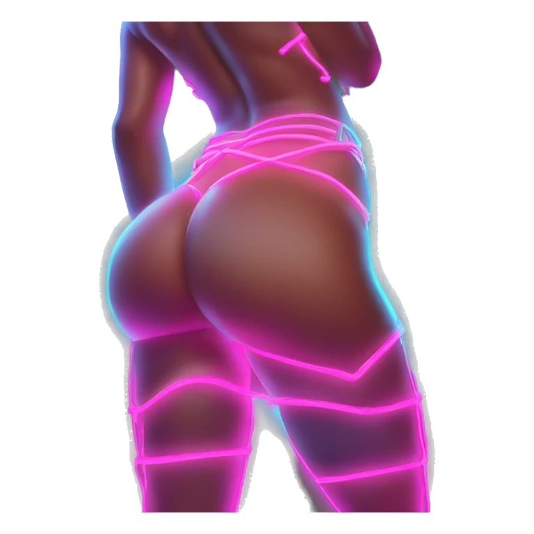 Juicy booty neon sign style sticker