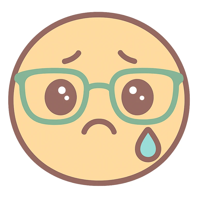 sad nerd emoji with expressive face and glasses sticker