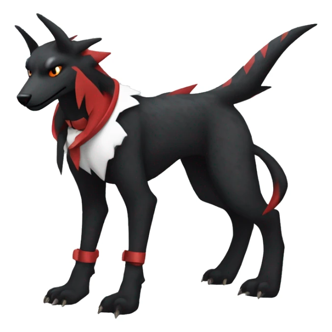 Black Cool Edgy Sergal-Houndoom-Fakémon  with White and Red Edgy markings sticker