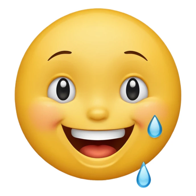 Emoji, yellow round laughing tilted head face with tears of fun sticker