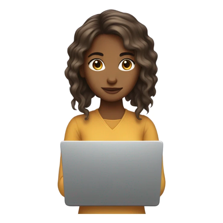 Medium hair light skin  Brown girl, computer science intern with a coding laptop  sticker