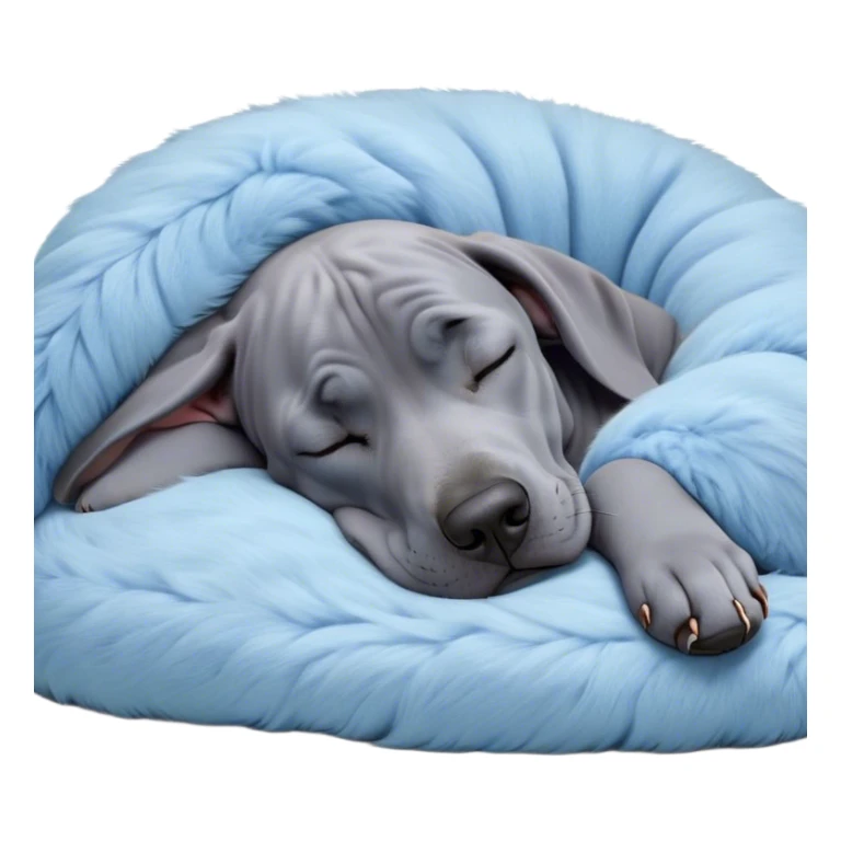 Meme-Worthy Cute Sleeping Blue Great Dane Portrait Emoji, Head resting peacefully with a contented smile, showcasing a delightfully massive build and a luxuriously soft blue Fur, eyes shut in a serene nap, Simplified yet hilariously adorable features, highly detailed, glowing with a soft, drowsy light, high shine, relaxed and utterly lovable, stylized with an air of playful laziness, bright and heartwarming, soft glowing outline, capturing the essence of a comically sleepy guardian, so meme-worthy it feels like it could instantly become the next viral sensation of adorable slumber! sticker