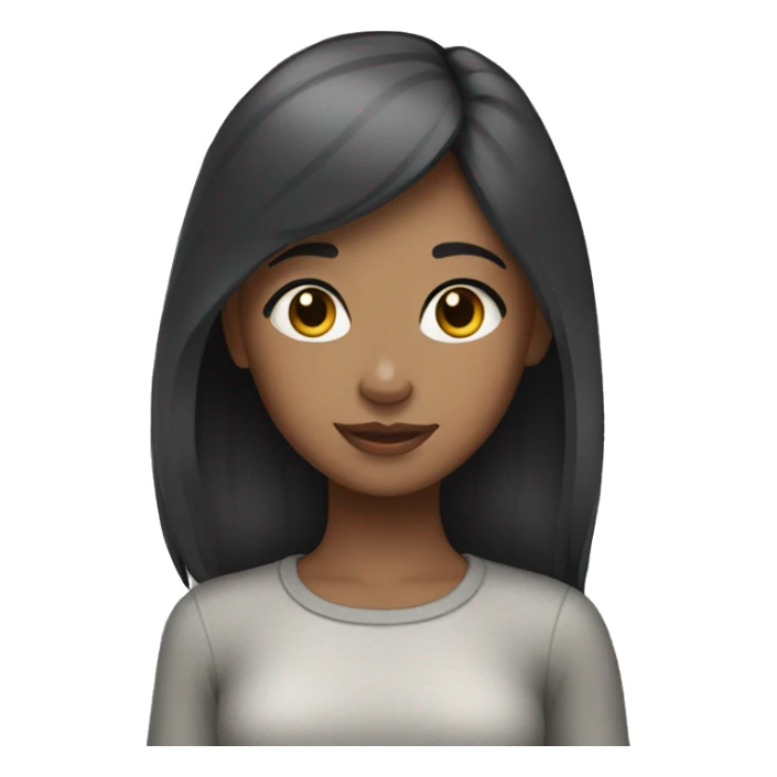 Black hair girl with gray tabby cat sticker