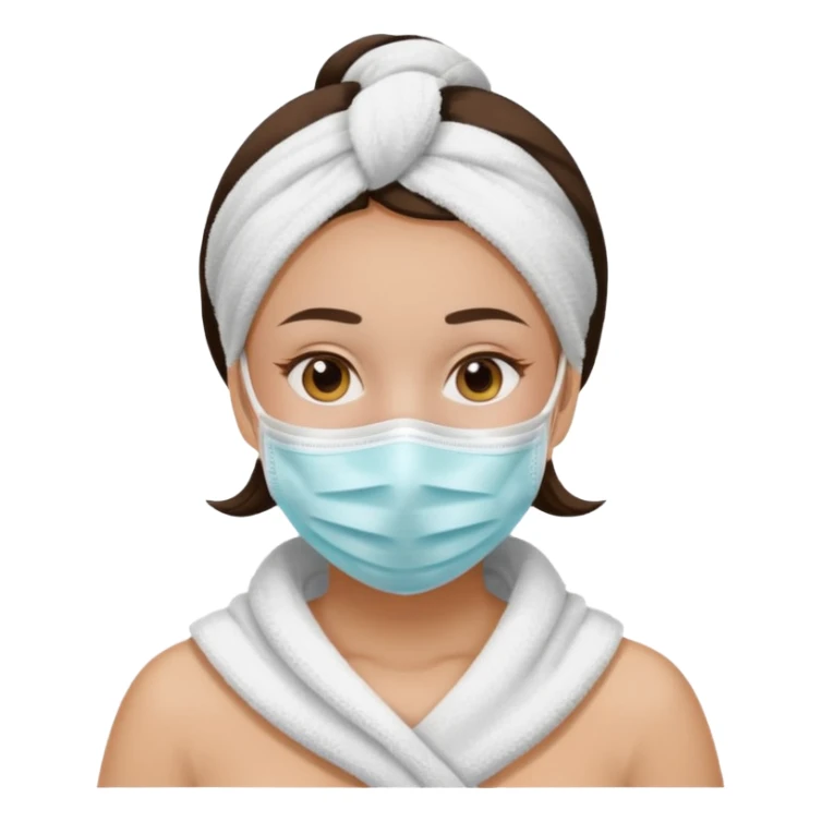 Girl wearing a face mask and a towel sticker