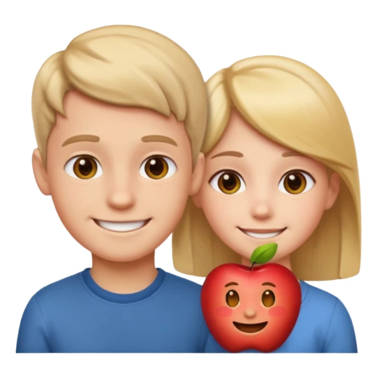 a boy looking at a girl, apple style emoji, boy smiling sticker