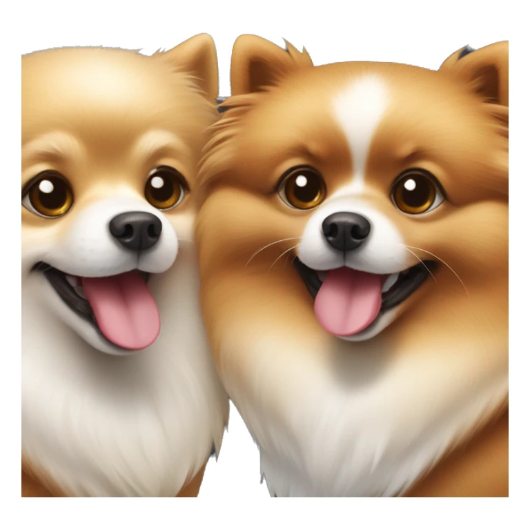 two pomeranian dogs smiling one brown and one white sticker