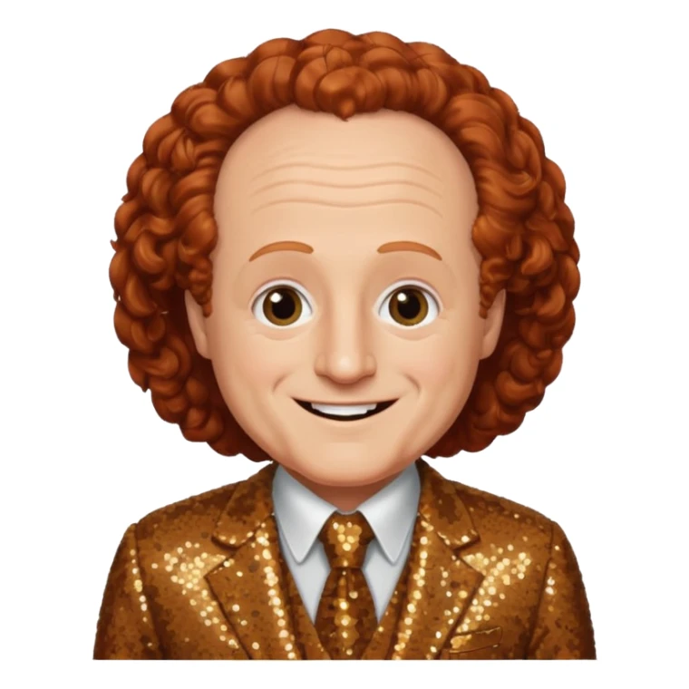 Larry Fine from The Three Stooges with auburn hair, brown sequin suit  sticker