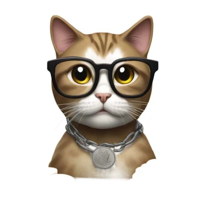 cat in brutal glasses with coins sticker