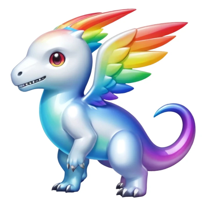 white iridescent rainbow-gradient shiny Fakémon-Digimon (full body) sticker