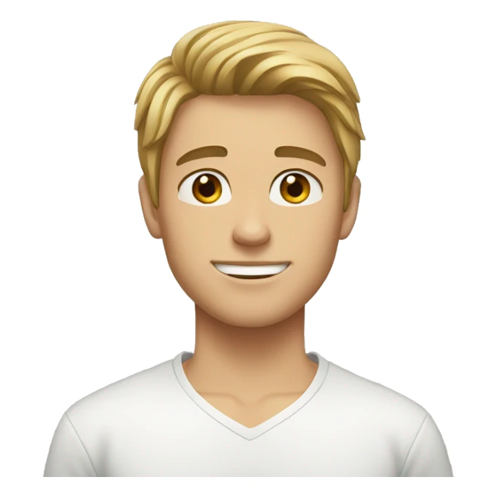 young man with brown/blonde hair, brown eyes, fit sticker