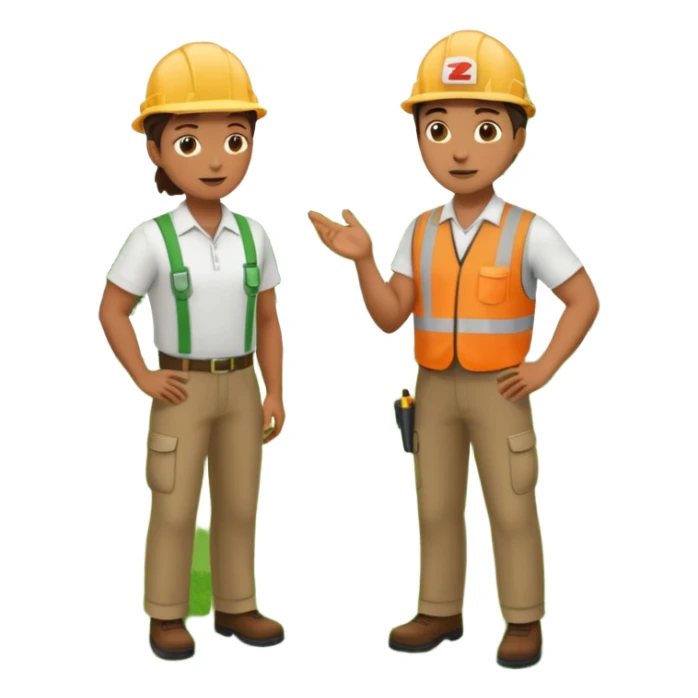 Landscaping company worker talking to another person, full body sticker