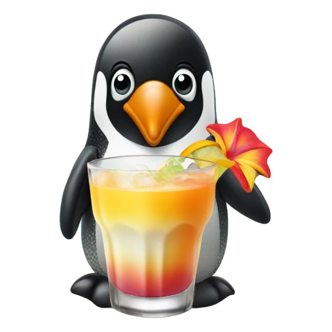 A penguin in a Hawaiian shirt, sipping a cocktail on the beach  sticker