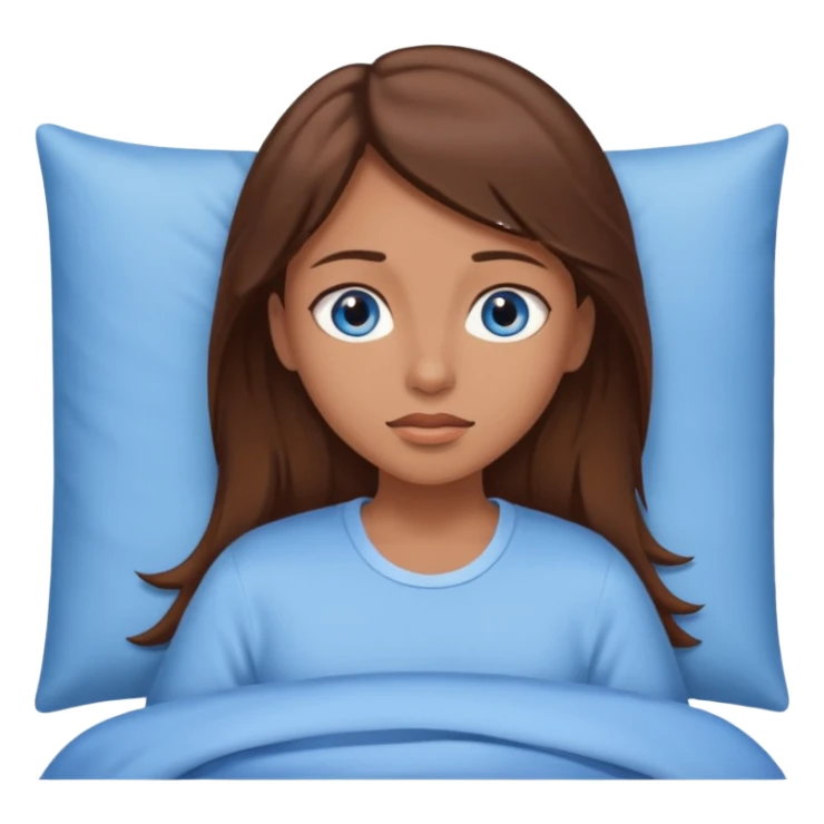 Girl with blue eyes brown hair waking up from a nap sticker