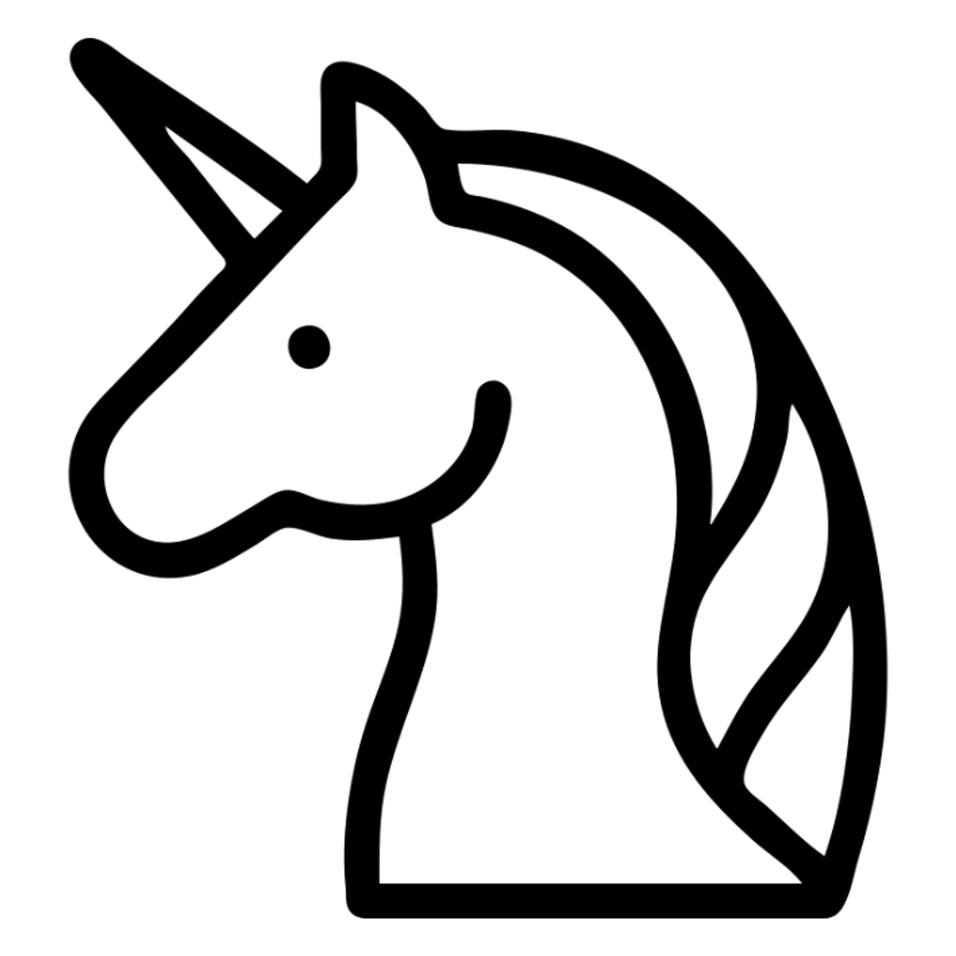 simple outlined unicorn icon with black lines sticker