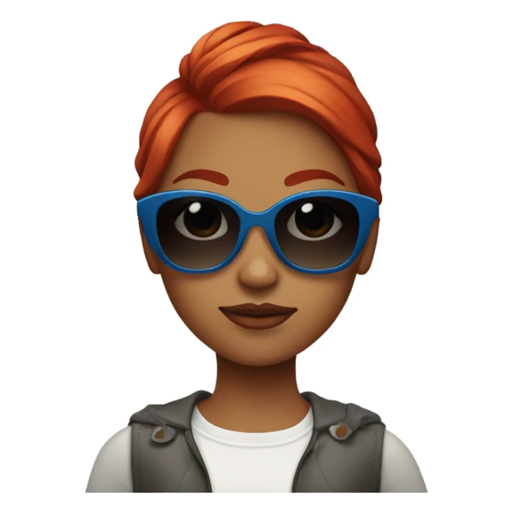  girl red hair with sunglasses  sticker