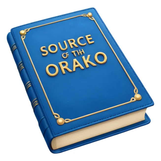 Blue book on which one it writes: Source of truth is Orako.
Similar to the first one where it writtes Orako Truth, while it needs to write all Source of truth is Orako sticker
