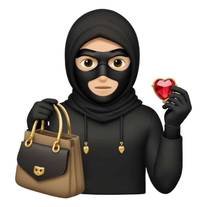Thief with black mask and stolen jewelry bag sticker
