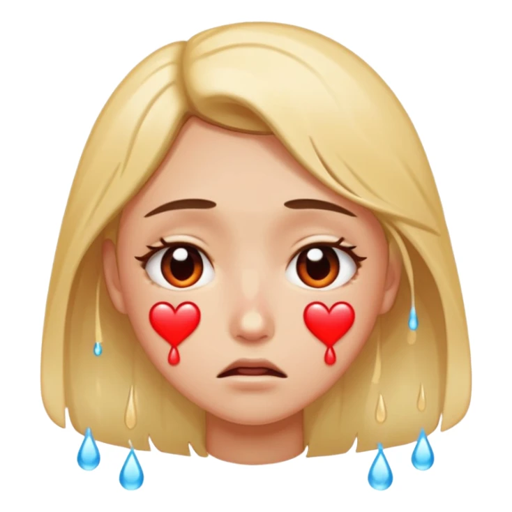 Heart eyes emoji with tears running down sticker