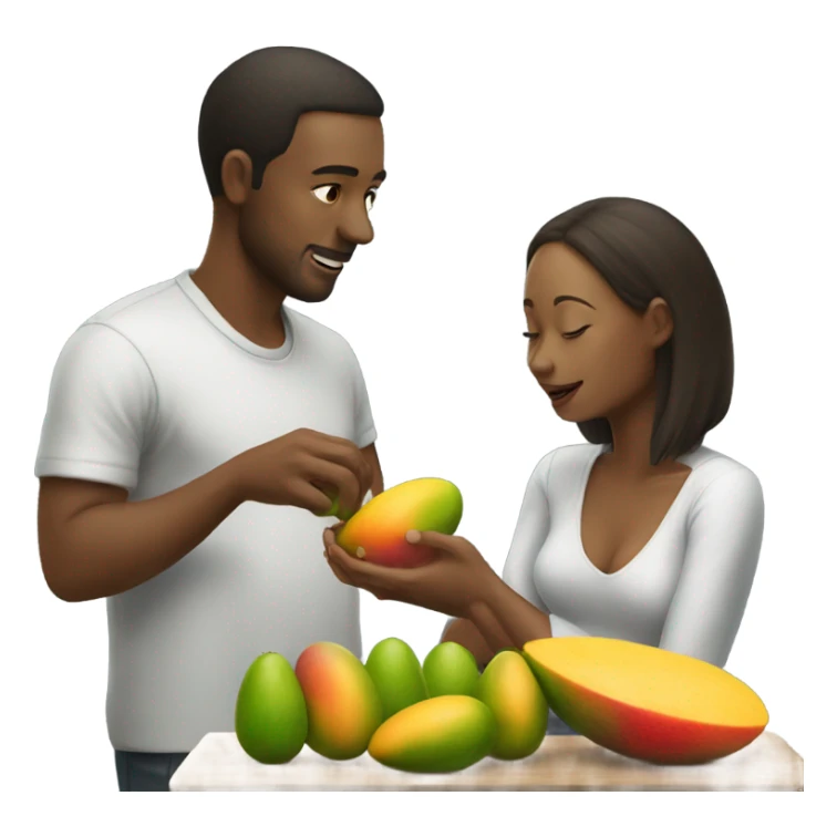 man feeding mango to woman sticker
