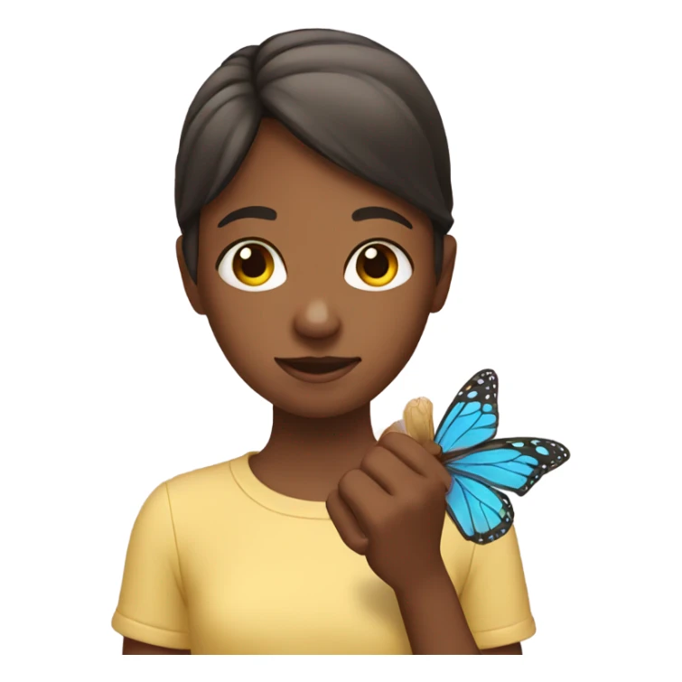 A girl having butterfly in her hand sticker