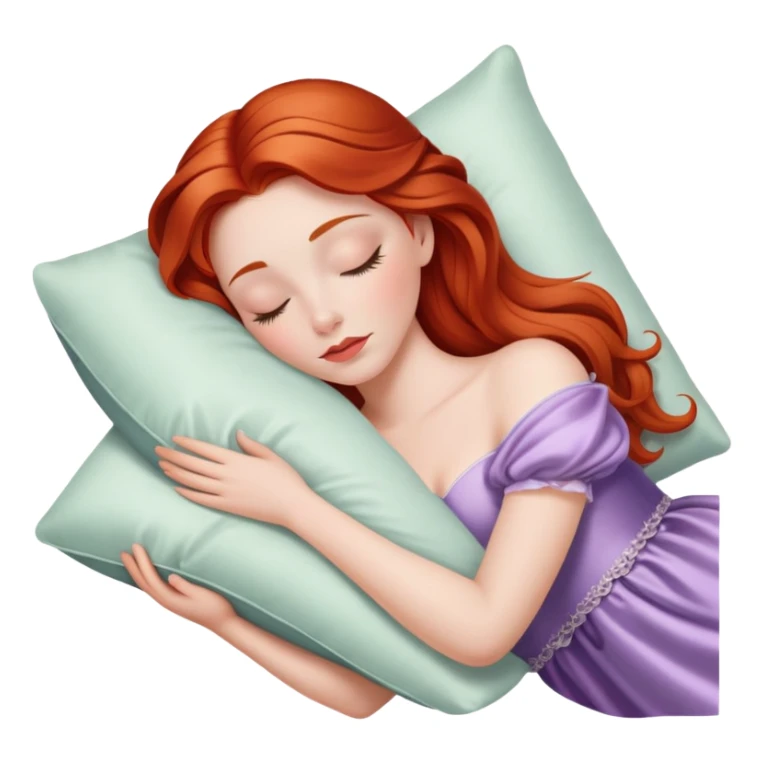 Sleeping beauty redhead white girl with a silk pillow sticker