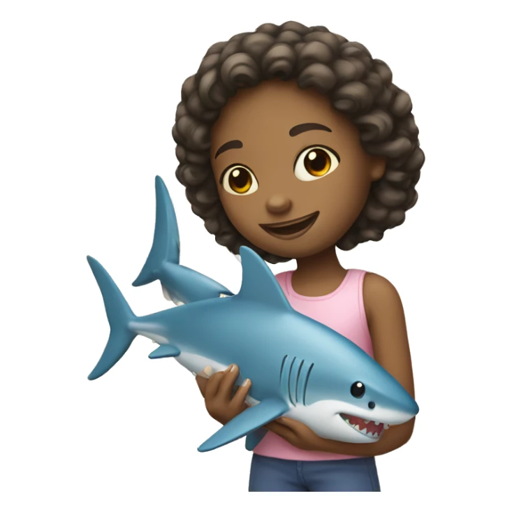 a girl with a toy shark sticker