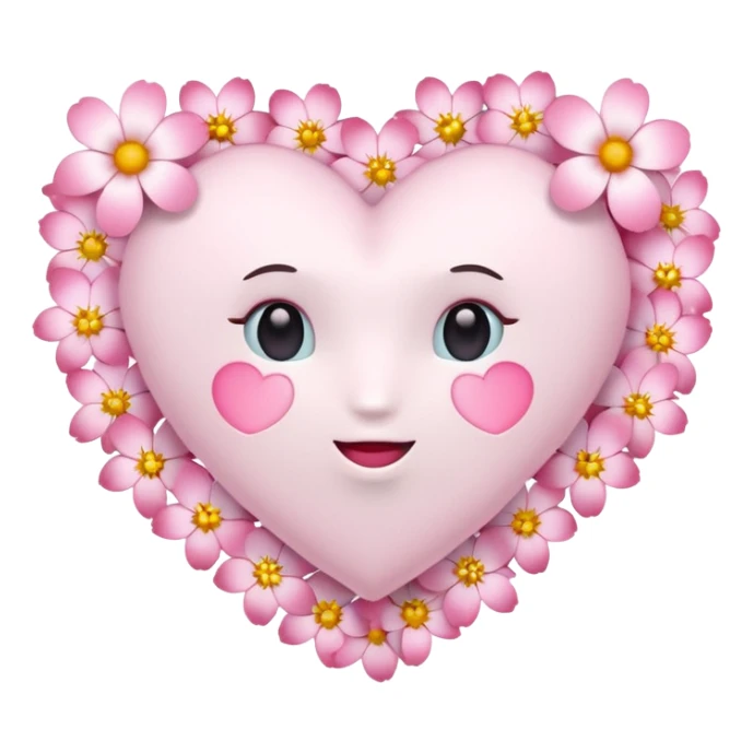 Emoji white heart with pink flowers sticker