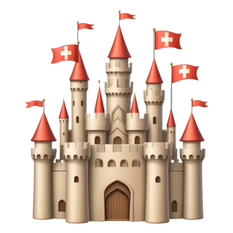 Beige Fantasy castle with tall towers and flags sticker