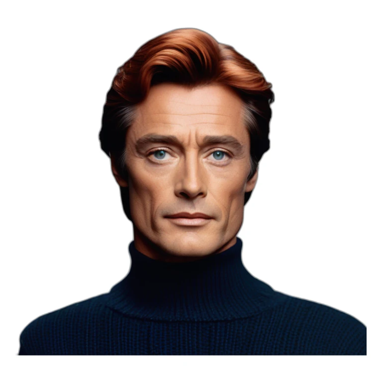 Alain delon blue eyes turtleneck sweater red hair sticker