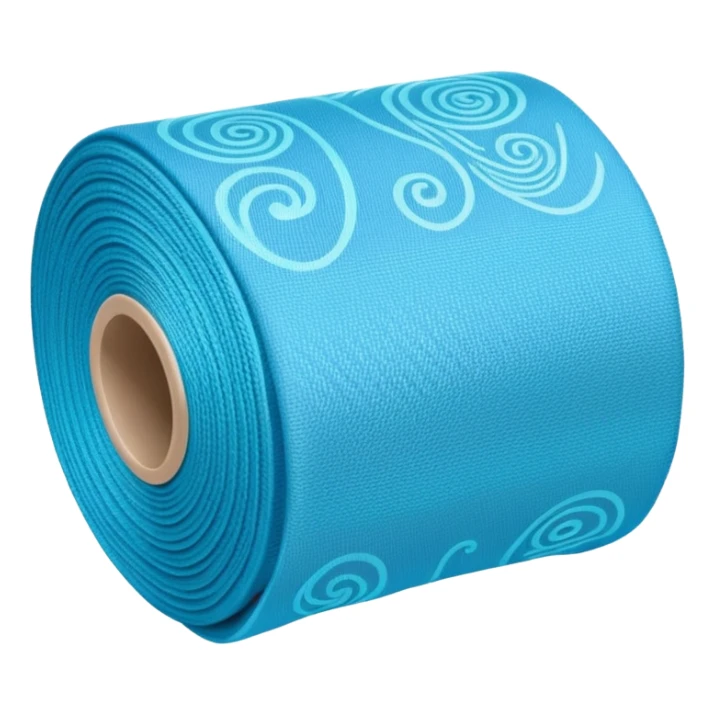 blue roll of fabric with pattern, smart fabric, high-tech textile sticker