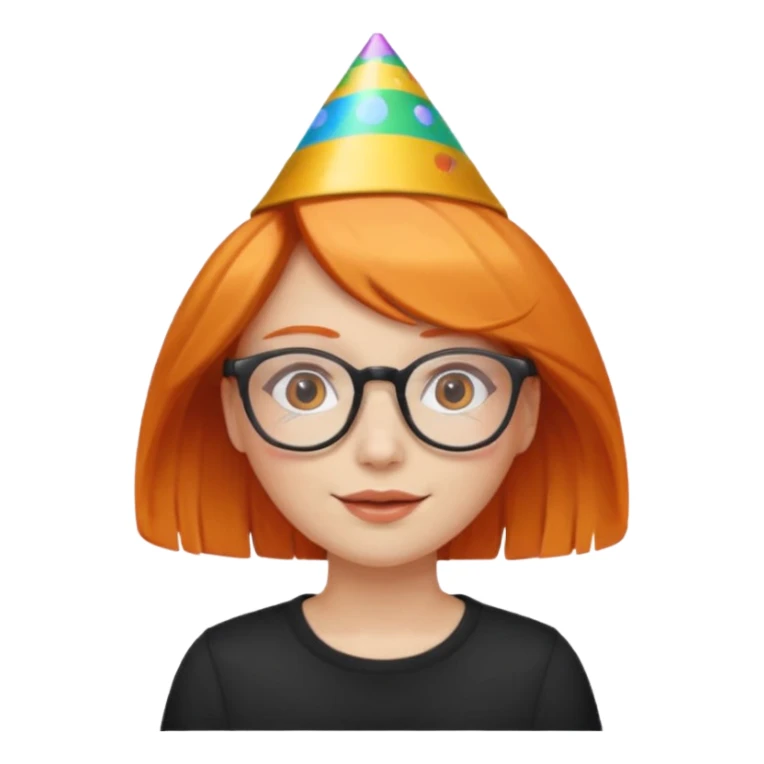 party hatted orange haired girl glasses sticker