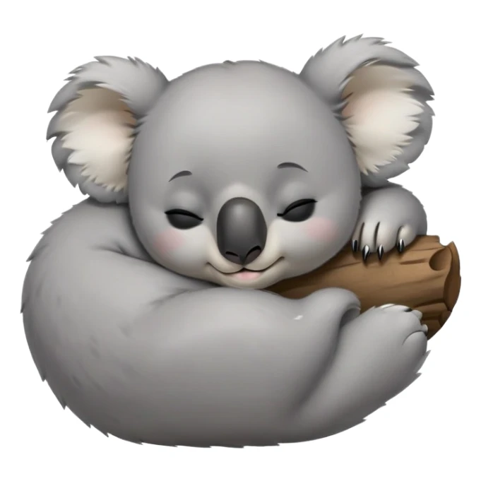meme-worthy-cute-sleeping-koala-portrait-emoji,-head-resting-peacefully-with-a-contented-smile,-showcasing-a-cuddly-build-and-a-luxuriously-soft-grey-fur,-eyes-closed-in-a-serene,-restful-snooze,-simplified-yet-hilariously-adorable-features,-sleeping cute sticker