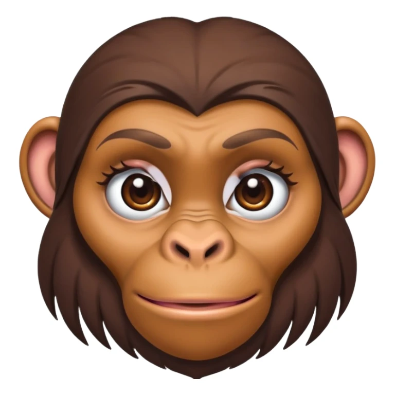 female ape face with eyelashes and feminine features sticker